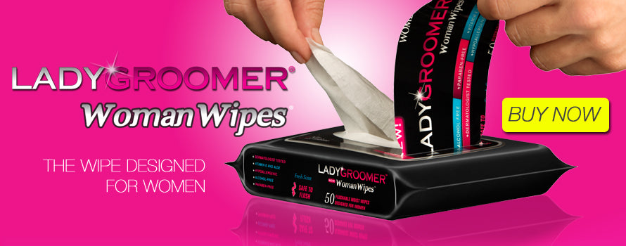 Lady pulling LADYGROOMER Woman Wipes from pack